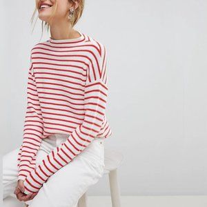 NWT Mock Neck Striped Sweater